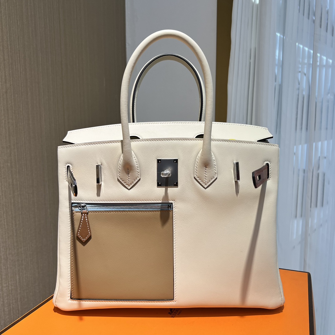 Hermes Birkin 30CM Swift Leather Handbag White 